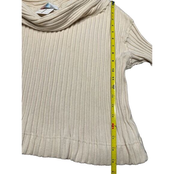 NWT Free People Beach 100% Cotton Stevie Pullover Cream Ribbed Off Shoulder - Picture 6 of 7